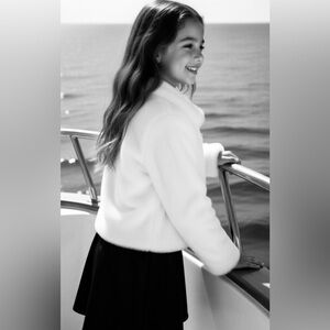 White Faux Fur Jacket with Rhinestone Accents